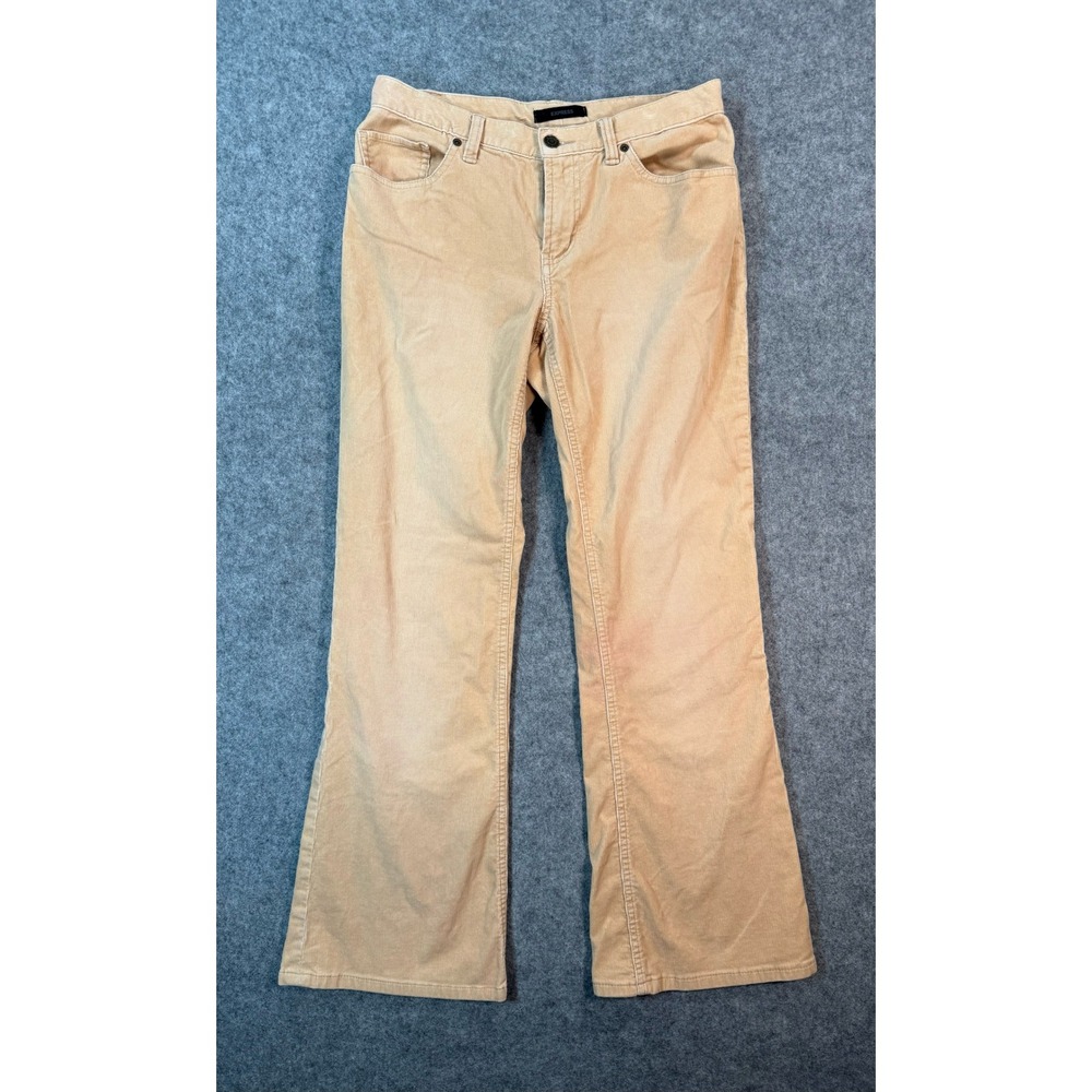 Express Women Tan Corduroy Pants Size 8 Beige Bootcut Flare Stretch Casual